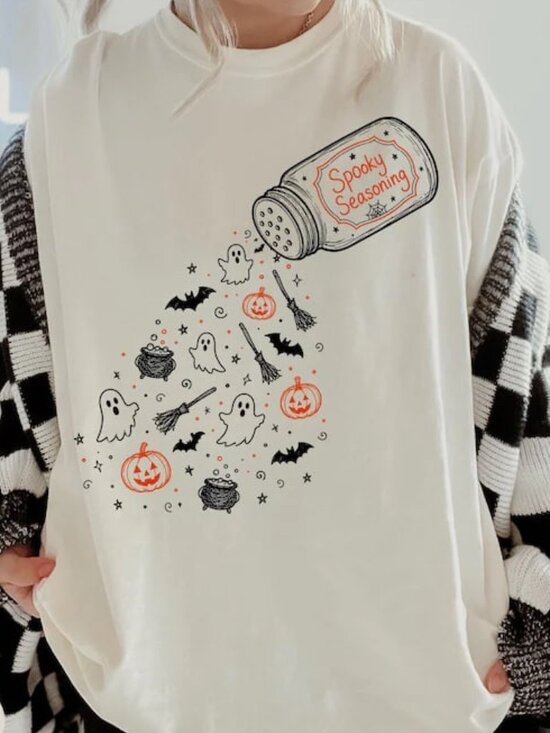Tops - Halloween Spooky Shirt, Funny Ghost Pumpkin Tee